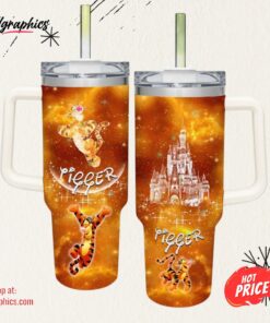 Tigger Castle Glitter Pattern 40oz Tumbler with Handle and Straw Lid