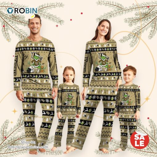 UCF Knights NCAA Custom Name Grinch Christmas And Sport Team Pajama Set