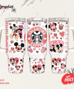 Valentine Mickey And Minnie Starbucks Tumbler 40oz Magic World Disneyland Stainless Steel Cup Valentines Day Gift For Coffee Lovers Couple