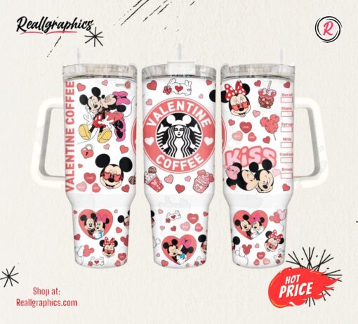 Valentine Mickey And Minnie Starbucks Tumbler 40oz Magic World Disneyland Stainless Steel Cup Valentines Day Gift For Coffee Lovers Couple