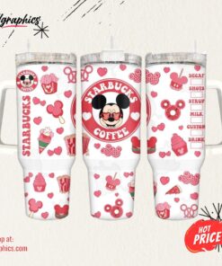 Valentine Mickey Mouse Starbucks Stanley 40 Oz Mickey And Minnie Stainless Steel Tumbler 40oz Valentines Day Gift For Disney Coffee Lovers