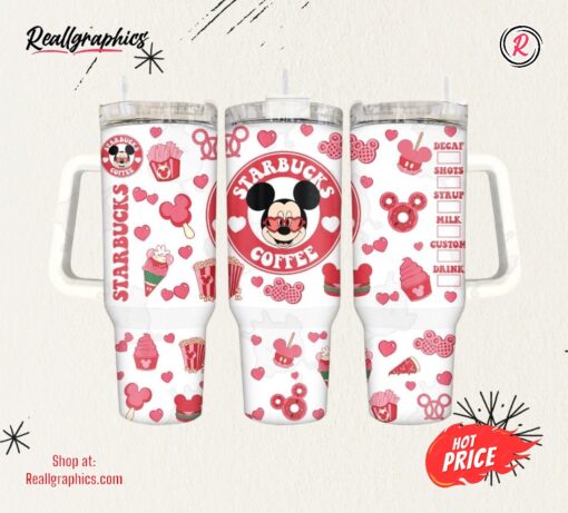 Valentine Mickey Mouse Starbucks Stanley 40 Oz Mickey And Minnie Stainless Steel Tumbler 40oz Valentines Day Gift For Disney Coffee Lovers
