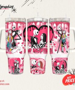 Valentine Stanley Cup 40 Oz Nightmare Before Christmas Couple Valentines Day Gift Disney 40Oz Tumblers