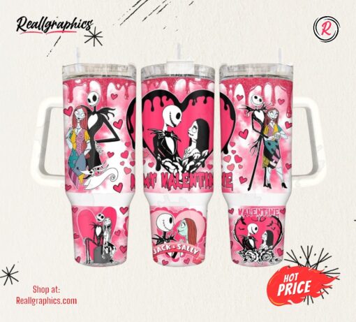 Valentine Stanley Cup 40 Oz Nightmare Before Christmas Couple Valentines Day Gift Disney 40Oz Tumblers
