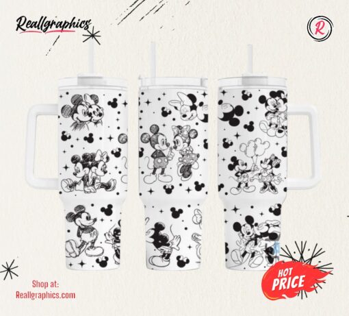 Valentines Day Stanley Cups X Disney Stanley 40 Oz Dupe Tumbler 40oz Mickey And Minnie Mouse Quencher Tumblers Valentines Day Gift For Disneyland Cartoon Lovers