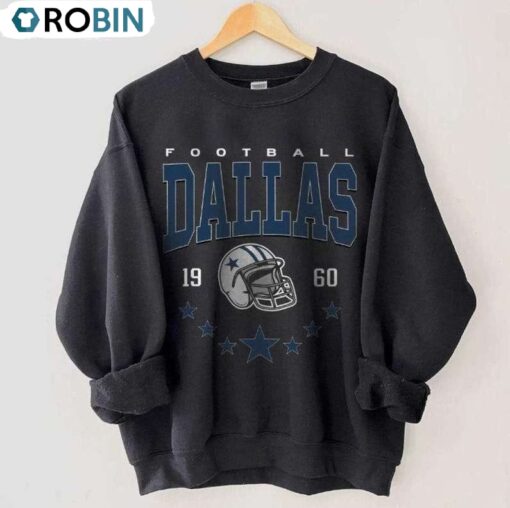 Vintage Dallas Football Sweatshirt, Trendy Dallas Football Shirt, Long Sleeve Cotton, Hoodie, T-shirt