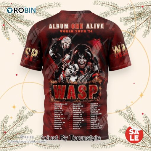 W.A.S.P Album One Alive World Tour 2024 T Shirt
