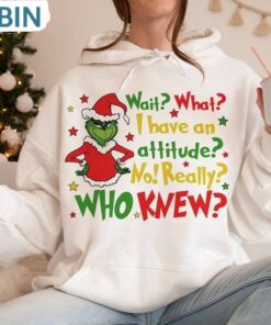 Wait What I Have An Attitude Grinch Sweatshirt, Movie Merry Grichmas Hoodie, Long Sleeve Cotton