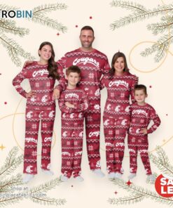 Washington State Cougars NCAA Patterns Essentials Christmas Holiday Family Matching Pajama Sets