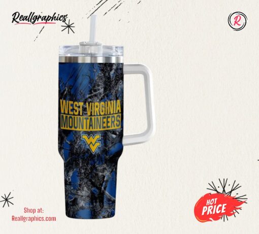 West Virginia Mountaineers Ncaa Hunting Personalized Stanley Tumbler 40oz Gift For Fans