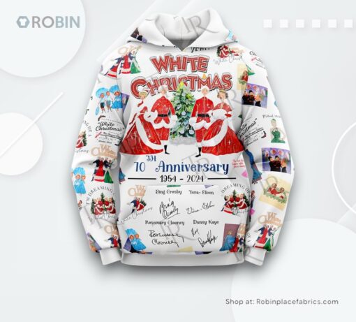 White Christmas 70th Anniversary 3D Unisex AOP Clothing (Hoodie, Sweatshirt, T Shirt)   White