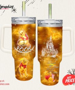 Winnie the Pooh Castle Glitter Pattern 40oz Tumbler with Handle and Straw Lid Winnie the Pooh Castle Glitter Pattern 40oz Tumbler with Handle and Straw Lid