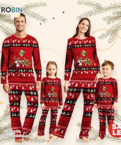 Wisconsin Badgers NCAA Custom Name Grinch Christmas And Sport Team Pajama Set