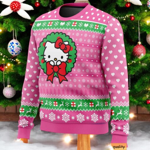 Adorable Pink Hello Kitty Christmas Sweater, Festive Holiday Design for Fans