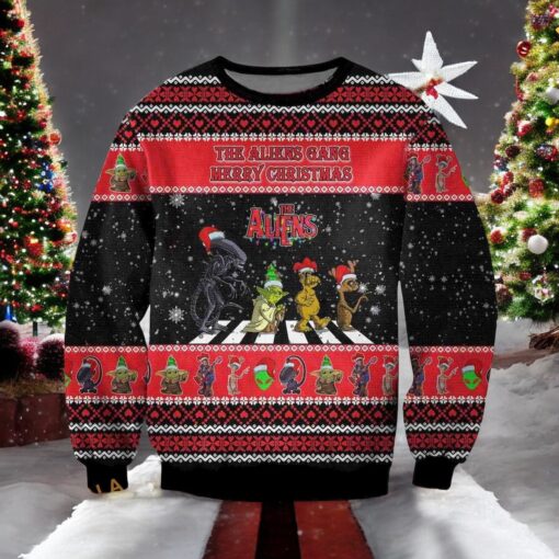 Aliens Gang Ugly Christmas 3D Sweater, Great Gift For Christmas