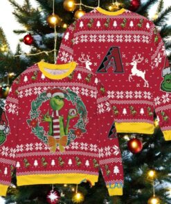 Arizona Diamondbacks x Grinch Dr. Seuss How the Grinch Stole Christmas MLB with World Series Trophy Ugly Christmas Sweater Red