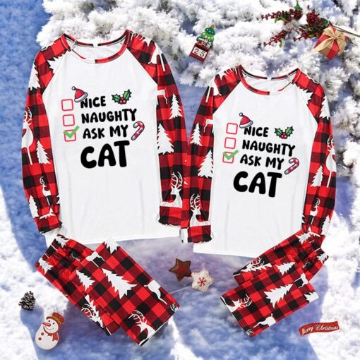 Ask My Cat Family Christmas Pajama Sets
