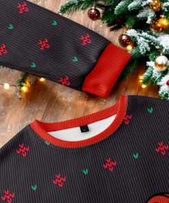 Astronaut Santa Black Ugly Christmas Sweater