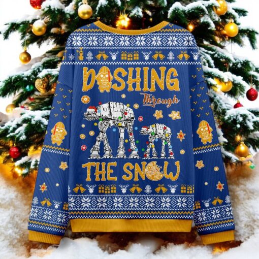 At Walker Dashing Through The Snow Blue Ugly Christmas Sweater