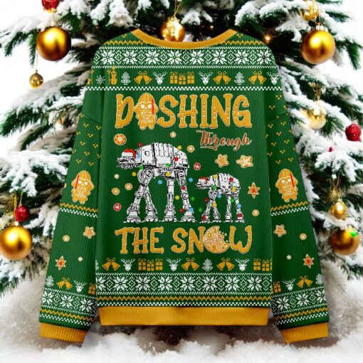 At Walker Dashing Through The Snow Green Ugly Christmas Sweater