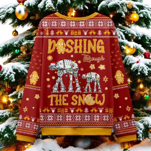At Walker Dashing Through The Snow Red Ugly Christmas Sweater