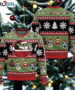 Baby Yoda Christmas Ugly Sweater, Star Wars Characters Holiday Sweater
