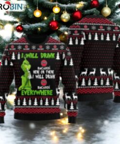 Bacardi Grinch Will Drink Everywhere Ugly Sweater