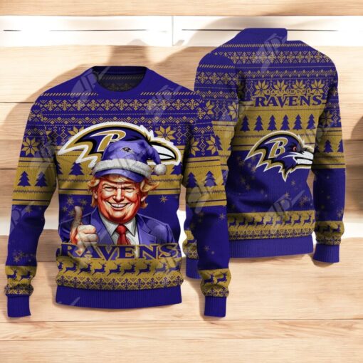 Baltimore Ravens Christmas Donald Trump Knitted Sweater