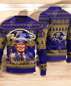 Baltimore Ravens Christmas Donald Trump Knitted Sweater