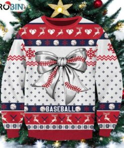 Baseball Bow Ugly Sweater Baseball Player