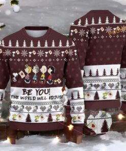 Be You The World Will Adjust Snoopy’s Ugly Christmas Sweater, Funny Xmas Gifts
