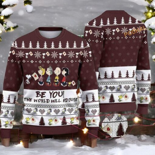 Be You The World Will Adjust Snoopy’s Ugly Christmas Sweater, Funny Xmas Gifts