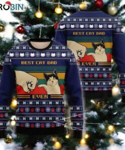 Best Cat Dad Ever Christmas Ugly Sweaters For Couples