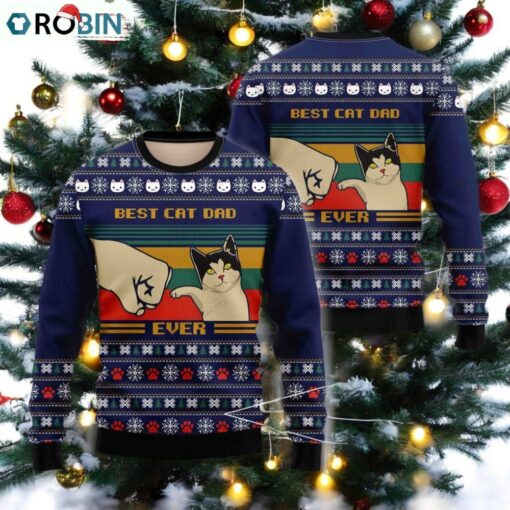 Best Cat Dad Ever Christmas Ugly Sweaters For Couples