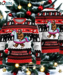 Bigfoot Christmas Ugly Sweater, Bigfoot Riding Unicorn Sweatshirt