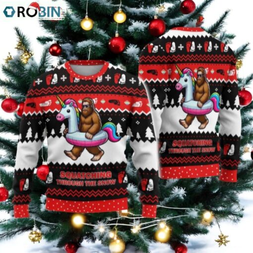 Bigfoot Christmas Ugly Sweater, Bigfoot Riding Unicorn Sweatshirt