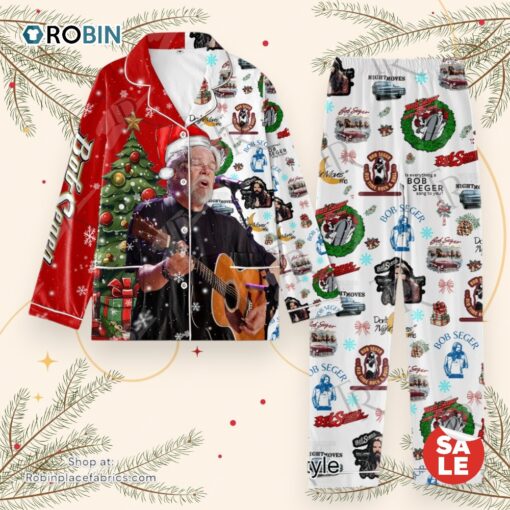 Bob Seger Merry Christmas Button Down Pajamas Set