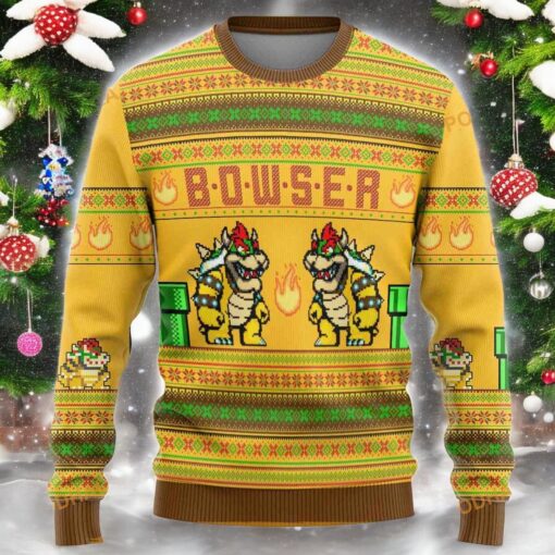 Bowser Super Mario Ugly Sweater, Great Gift for Christmas Gamer Friends