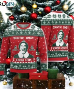 Buddy Elf Christmas Sweater, Omg Santa I Know Him Ugly Sweater