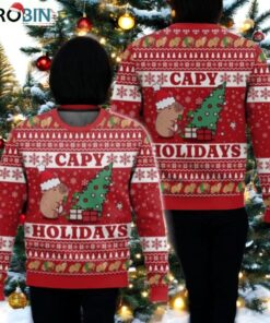 Cappy Christmas Ugly Sweater, Capybara Rodent Santa Hat Sweater