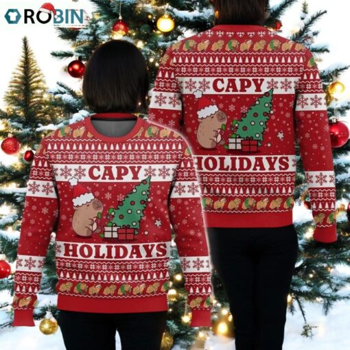 Capy Holidays Capybara Christmas Ugly Sweater