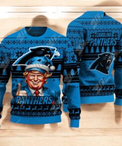 Carolina Panthers Christmas Donald Trump Knitted Sweater