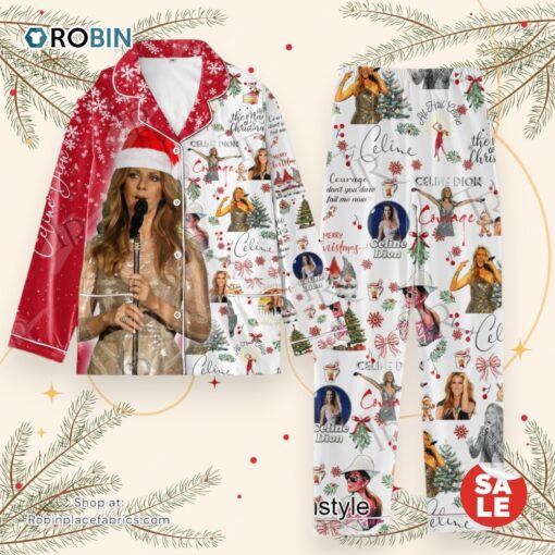 Celine Dion The Magic Of Christmas 2024 Button Down Pajamas Set