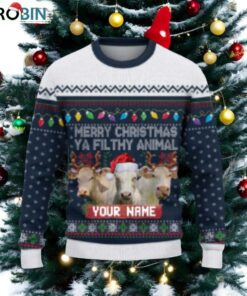 Charolais Merry Christmas Ugly Sweater Xmas, Custom Cow Ugly Sweatshirt Gift For Farmer Cow Lover