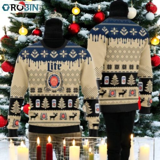 Chevron Pattern Miller Lite Christmas Ugly Sweater