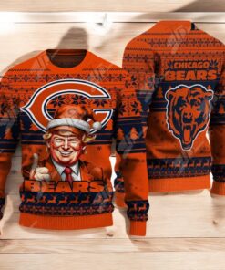 Chicago Bears Christmas Donald Trump Knitted Sweater