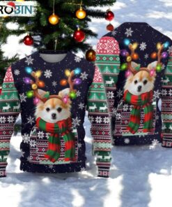 Chihuahua Christmas Ugly Sweater, Santa Hat Dog Sweater