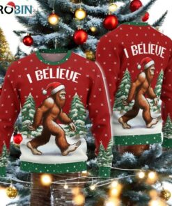 Christmas Bigfoot Ugly Sweater, Sasquatch Holiday Sweater