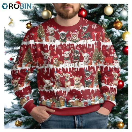 Christmas Chihuahua Ugly Sweater, Cute Dog Holiday Sweater