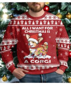 Christmas Corgi Santa Ugly Sweater, Funny Dog Christmas Sweater, Cute Animal Sweatshirt, Gift For Corgi Lovers